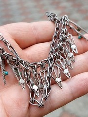 Antique Armenian Silver necklace with natural turquoise