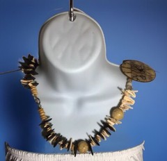 Vintage Buffalo Horn Bone Bovine Shell Tribal Necklace