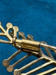 Vintage Wire Leaf Brooch Pin Germany Gold Tone Trombone Clasp 2″