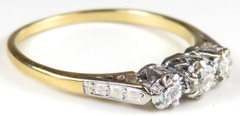 Antique Art Deco 1920’s PPLS 3 Diamond Engagement Ring Size 8.25 UK-Q EGL USA
