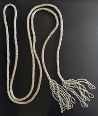 Antique 1920s Art Deco Silver Lined Glass Seed Bead Sautoir Lariat Necklace 48”!