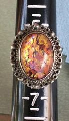 Vintage sterling ring Mexico faux fire opal signed Size 6