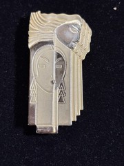 Art Deco Mulitple Faced Brooch Pin 1980’s Brushed Gold tone