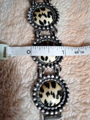 Vtg. Bracelet Antique Silver Finish~6 Leopard Print Disks~80’s-90’s~Aprx.8″#1859