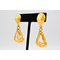 Casual Corner Vintage Earrings Brushed Gold Dangle Chunky Signed 1980s BinC