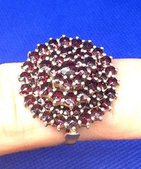 X11 Antique 3 Level 60 x Red Garnet, 900 Silver Ring size 5.0 BOHO 1890-1920