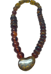 🔥 925 Silver 18K Gold Genuine Amber Necklace Pendant Butterscotch Cognac 68g