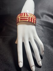 Vintage Lanvin Paris Couture Runway Red, Cream and Gold Enamel Bracelet-RARE!