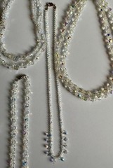 Vintage Crystal Aurora Borealis Necklace Bracelet Earrings Brooch Pin Ring Lot
