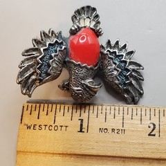 2 Signed Vtg Enamel Brooches: NAPIER U.S. Flag, GERRYS Patriotic Eagle