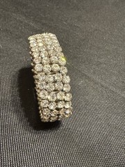 Airflex Silver-tone Expandable White Rhinestone Bracelet, Made In the USA