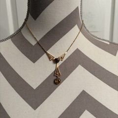 Antique 15K Gold Filigree Lavaliere Y Necklace Seed Pearls 9 Grams Stamp 15C