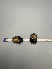 Juliana D&E Clip On Earrings Black Gold Filigree Navette VTG Book Piece Ref 5747