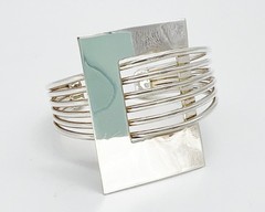 VTG Space Age Atomic MODERNIST Solid Sterling Silver Cuff Bracelet MCM 40.82g