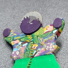 Vintage Figure Brooch Polymer Clay Signed Handmade 2.25″
