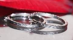 10k white gold earrings 0.80″ hand carved diamond cut hoop handmade 0.66g