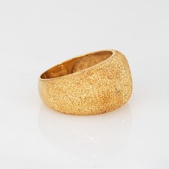 80s Portuguese Shimmer Ring 19k Yellow Gold Dome Band Sz 7.25 Fine Jewelry
