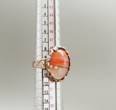 vintage Agate adjustable Silver tone ring size 5.5