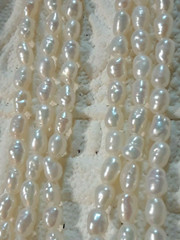 Mother of Pearl white beaded necklace, freshwater pearls? + other necklaces.