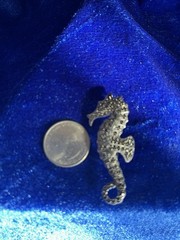 Vintage Sterling Silver Marcasite Seahorse Pendant Brooch Nice Old One