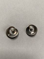 Vintage Modernist Sterling Silver Pearl Sculptural Stud Earrings Mid Century
