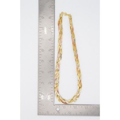Vintage Multi-Chain Necklace Silver Gold Bronze Braided Chain NOS 1980s Bin3A