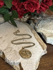 43. H. Sterling 925 Saint Francis Of Assisi Medal G.F. Chain Necklace 18″, 13.6g