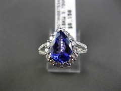 ESTATE 4.46CT DIAMOND & TANZANITE 18KT WHITE GOLD 3D PEAR HALO ENGAGEMENT RING