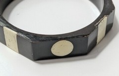 Horn and bone bangle bracelet black and white octagon shaped vintage retro