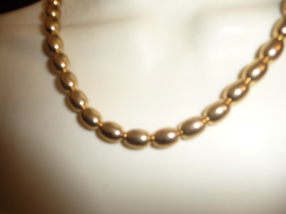 #37 vtg costume NECKLACE gold tone beads strung on chain