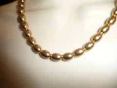 #37 vtg costume NECKLACE gold tone beads strung on chain