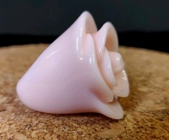 Rare Vtg Signed Elizabeth Arden “Pretty” Large Pink Rose Ring Size 8 Silver Tone