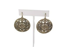 Goldtone Medallion Drop Dangle Earrings Pierced 54946 Gold Tone