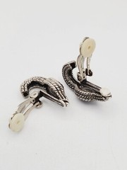Silver tone Rhinestone clip on dangle drop earrings 1 1/8″