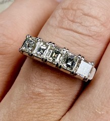 Vintage Art Deco 1.03 CTW Carré Cut Diamond Ring Platinum PT900