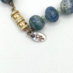 Vintage Les Bernard Necklace Blue Green Gray Coral Graduated Bead 19.5”