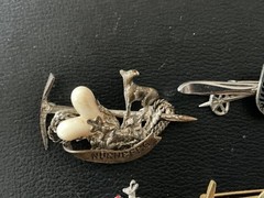 5 VINTAGE BAVARIAN SWISS GERMAN SKI MOUNTAIN HUNT PIN BROOCH LOT