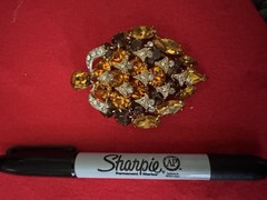 Vintage Eisenberg Ice Brooch Layered Amber Topaz Citrine and Clear Rhinestone