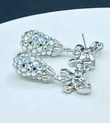 Vintage Rhinestone Bow Earrings Dangle Stud Mirror Disco Ball Glam Party 1″