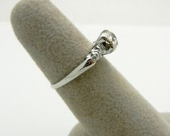 Vintage ART Deco 14k White Gold Solitaire 0.50 ct Natural Diamond Ring w/Accent