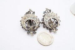 Vintage Clip On Earrings Silver Tone Etruscan