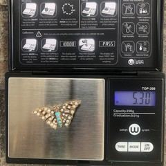 C1910 1920s Antique 15k / 15ct Gold Seed Pearl & Turquoise Butterfly Brooch Pin