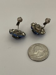 Vintage MCM Prong Set Sparkling Blue Rhinestone Silvertone Screwback Earrings