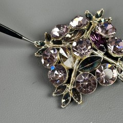 Edlee Signed Vintage Silver-Tone Crystal Rhinestone Cross Brooch Pot Metal? READ