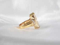 Vintage Sterling Silver 925 Gold on Huge Baguette CZ Statement Ring Size 9