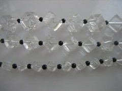 ART DECO VINTAGE ROCK CRYSTAL BEADS SQUARE CUT HOOK CLASP NECKLACE
