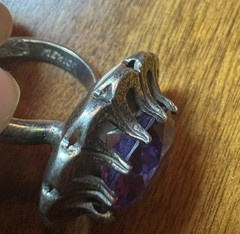 ESTATE VINTAGE TAXCO MEXICO PURPLE PINK SAPPHIRE STERLING SILVER RING Sz. 6.25