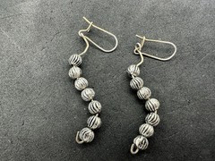 4.46g Vintage Sterling Silver 925 Textured Beaded Dangle Drop Earrings M