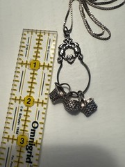 Vintage Sterling Silver Charm Holder with 3 Baskets on Box Chain