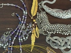 COLLECTOR ESTATE lot Hippie &Modernist Jewelry Boho Amethyst Bib Collar Necklace